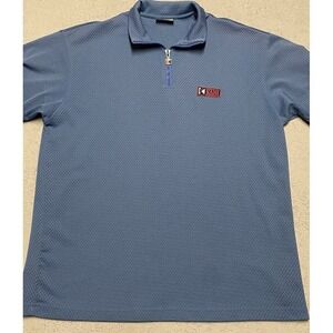 Kani Sport Shirt Size XL Blue Mesh Jersey 1/4 Zip‎ Logo Hip Hop 90s Short Sleeve